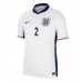 Camisa de Futebol Inglaterra Kyle Walker #2 Equipamento Principal Europeu 2024 Manga Curta